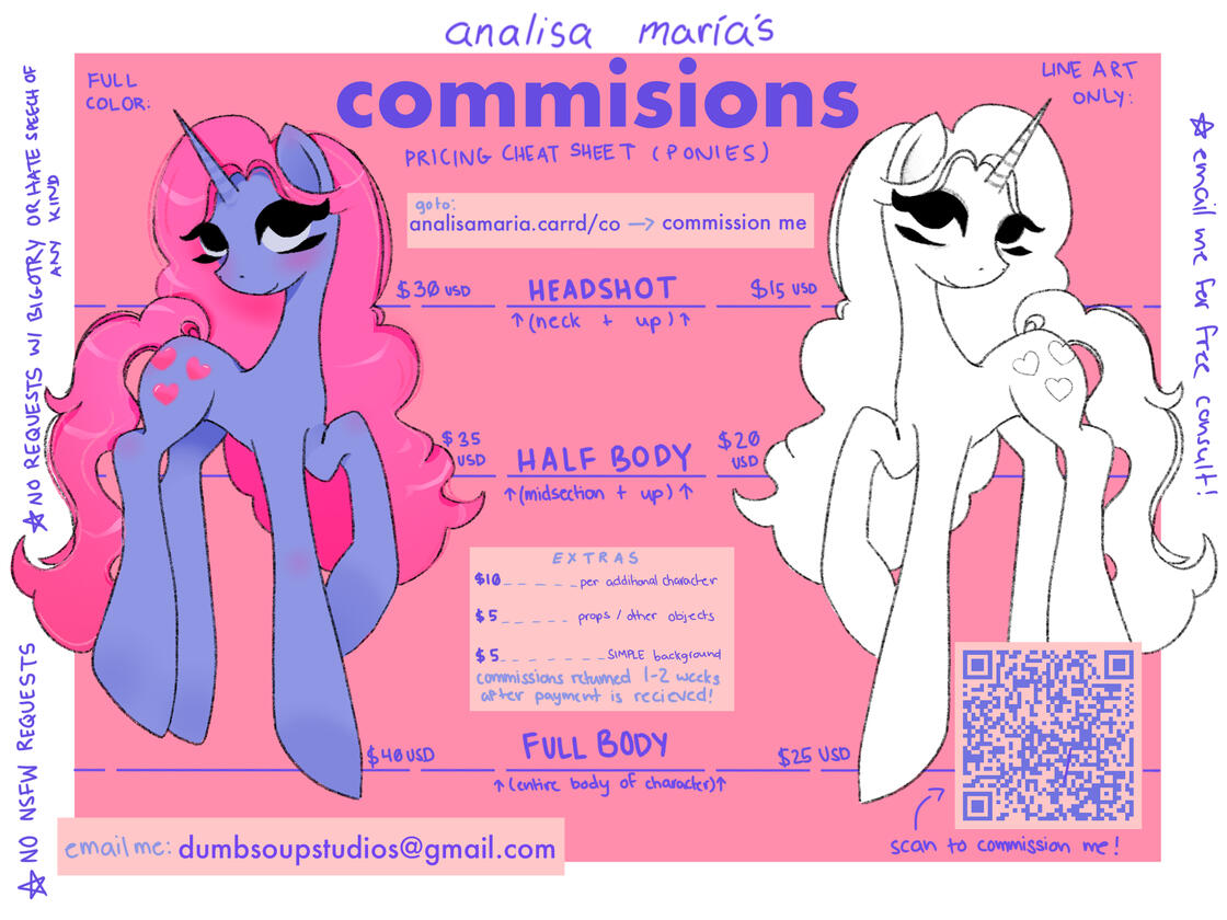 Pony Commission Cheat Sheet